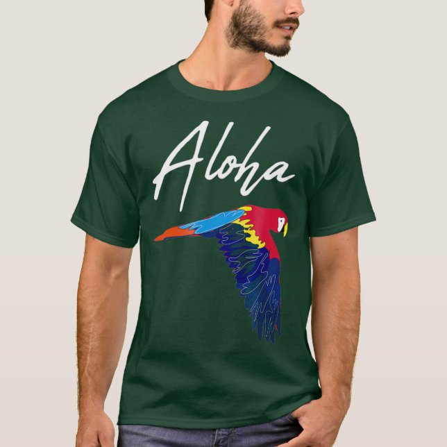 Hawaiian Shirt Aloha Parrot Tropical Luau Women (Front)