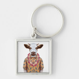 Hawaiian Shirt Cow Key Ring