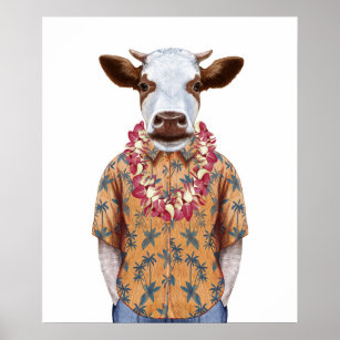 Hawaiian Shirt Cow Poster