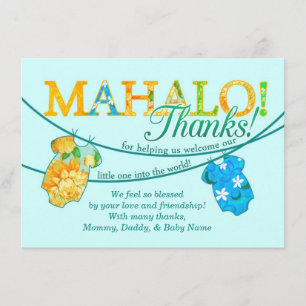 Hawaiian Shirt Onsie Luau Mahalo Thank You Card