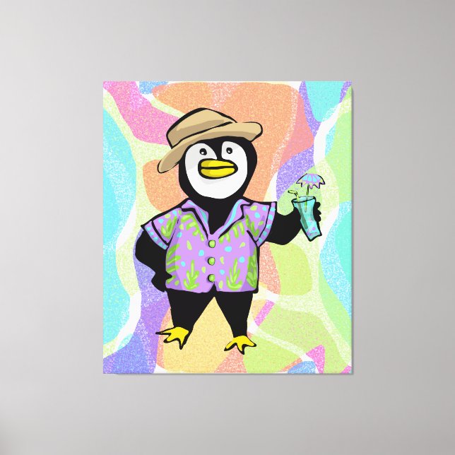 Hawaiian Shirt Penguin Canvas Print (Front)