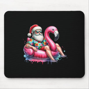 Hawaiian Shirt Santa Flamingo Floatie Christmas In Mouse Pad