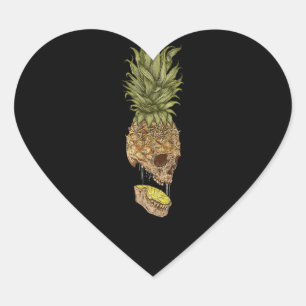 Hawaiian Skull Pineapple Summer Gift Heart Sticker