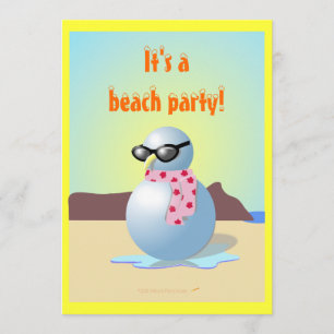 Hawaiian Snowman Funny Beach Party Invites Templat