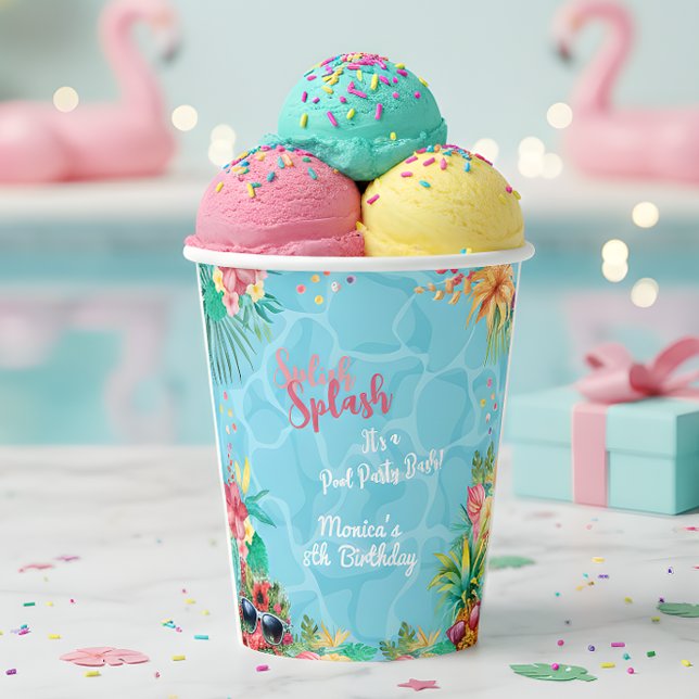 Hawaiian splish splash summer pool birthday bash paper cups (Creator Uploaded)