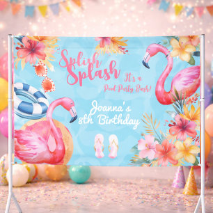 Hawaiian splish splash summer pool birthday party banner