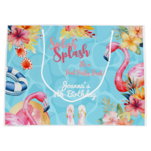 Hawaiian splish splash summer pool birthday party large gift bag