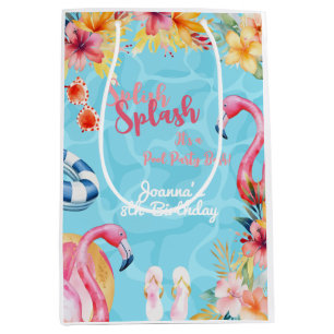 Hawaiian splish splash summer pool birthday party medium gift bag