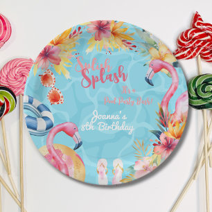 Hawaiian splish splash summer pool birthday party paper plate