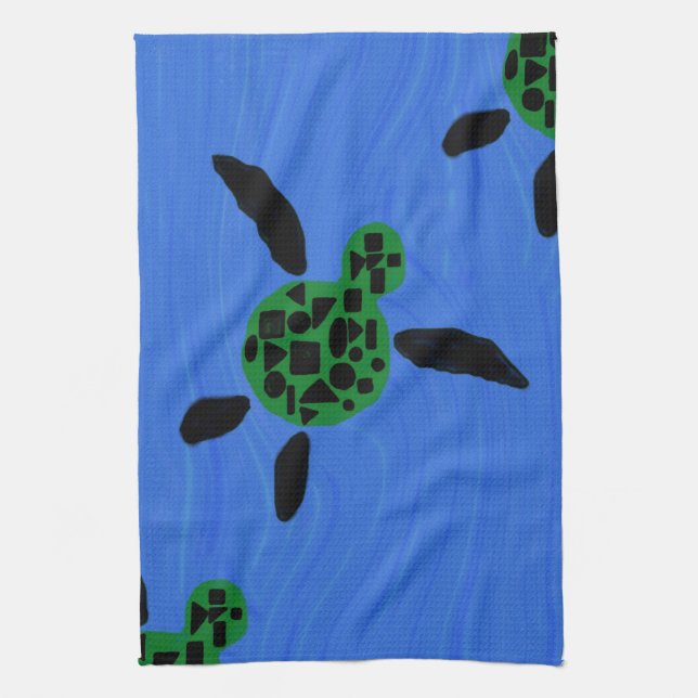 Hawaiian Style Honu Custom Kitchen Towel (Vertical)