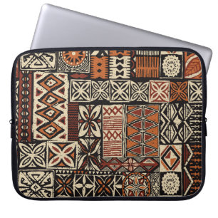 Hawaiian style tapa tribal fabric abstract patchwo laptop sleeve