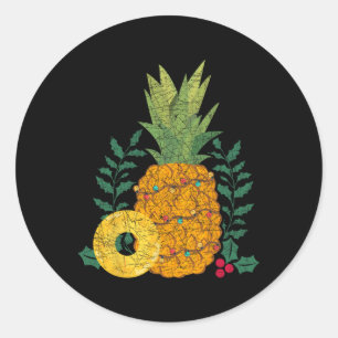Hawaiian Summer Fruit Pineapple Tropical Christmas Classic Round Sticker