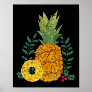 Hawaiian Summer Fruit Pineapple Tropical Christmas Poster
