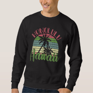 Hawaiian Summer Palm Trees Tropical Honolulu Retro Sweatshirt
