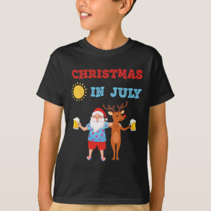 Hawaiian Summer Party Santa Reindeer Christmas In T-Shirt