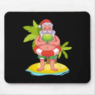 Hawaiian Summer Santa Claus Coconut Exotic Christm Mouse Pad