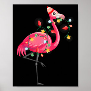 Hawaiian Summer Tropical Flamingo Funny Christmas  Poster