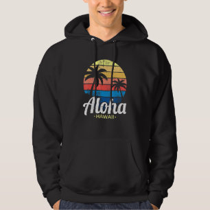Hawaiian Summer Tropical Sunset Palm Trees Aloha H Hoodie