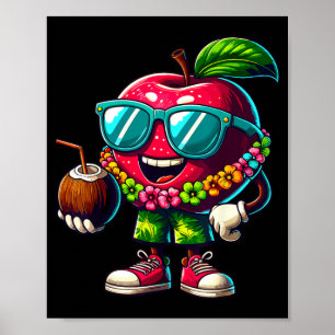 Hawaiian Sunglasses Drinking Coconut Summer Lei Poster