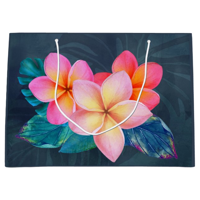 Hawaiian Sunrise Plumeria Large Gift Bag (Front)