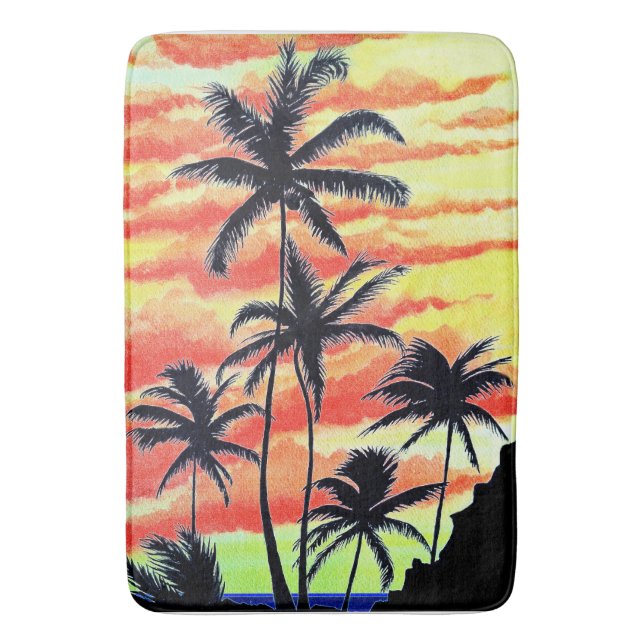 Hawaiian Sunset Coco Palms  Bath Mat (Front Vertical)