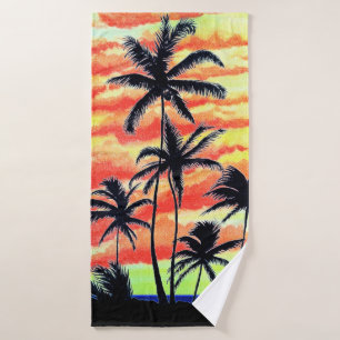 Hawaiian Sunset Coco Palms Bath Towel