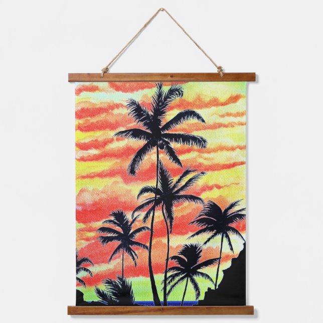 Hawaiian Sunset Coco Palms  Hanging Tapestry (Front)
