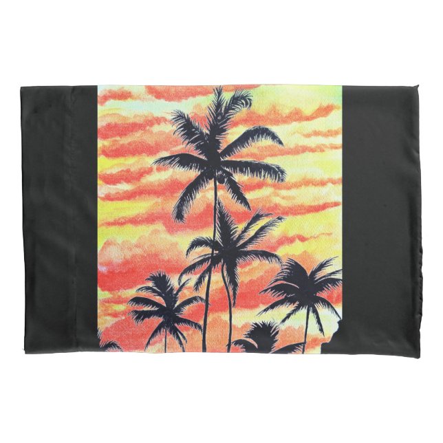 Hawaiian Sunset Coco Palms Pillowcase (Front-Left)