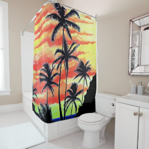 Hawaiian Sunset Coco Palms Shower Curtain