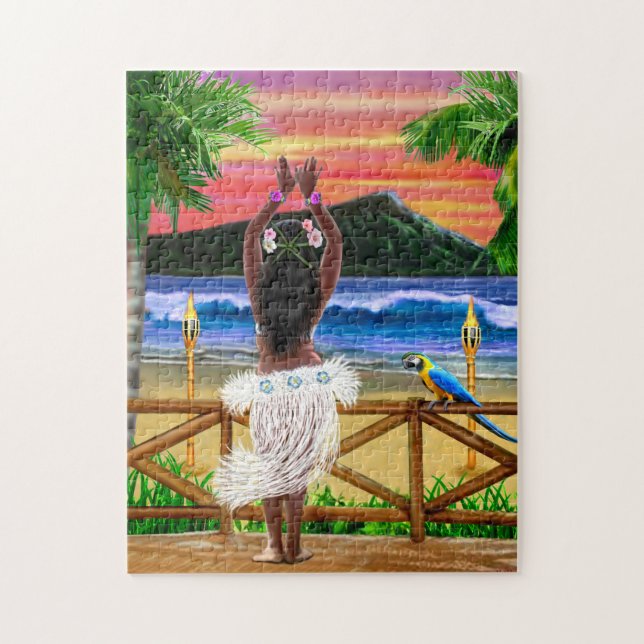 Hawaiian Sunset Hula Dancer Jigsaw Puzzle (Vertical)