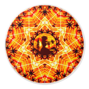 Hawaiian Sunset Hula Palms  Ceramic Knob