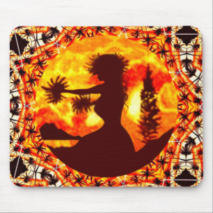 Hawaiian Sunset Hula Palms Mouse Pad