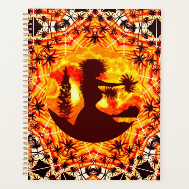 Hawaiian Sunset Hula Palms  Planner (Front)
