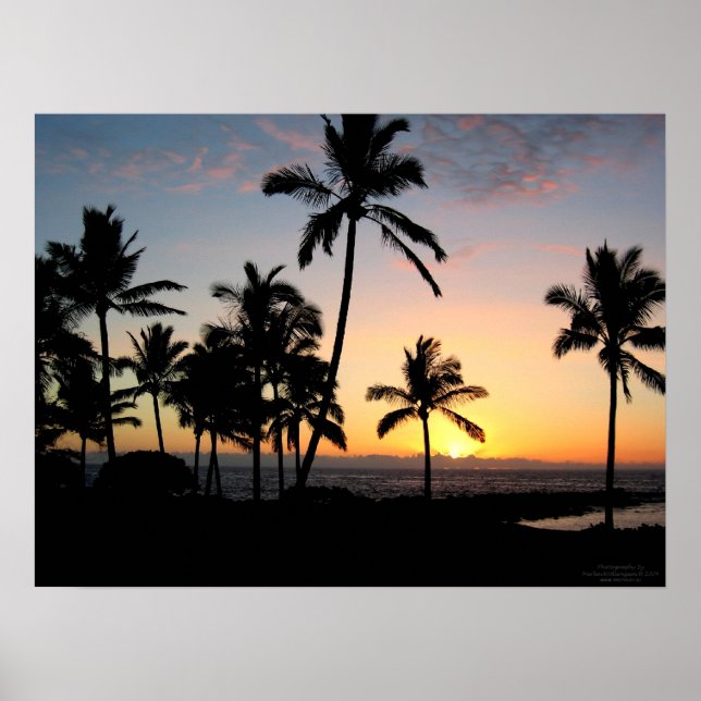 Hawaiian Sunset on the Beach Poster (Front)