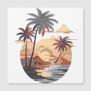 Hawaiian sunset with palm tree.
