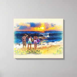 Hawaiian Surf Girls Canvas Print