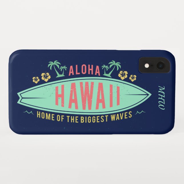 Hawaiian Surfer custom monogram phone cases (Back (Horizontal))