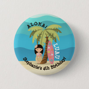 Hawaiian Surfer Girl 6 Cm Round Badge