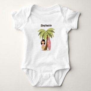 Hawaiian Surfer Girl Baby Bodysuit