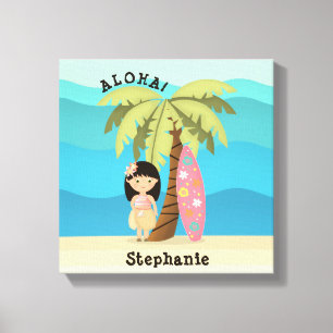 Hawaiian Surfer Girl Canvas Print