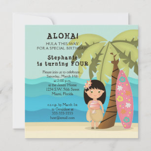 Hawaiian Surfer Girl Invitation