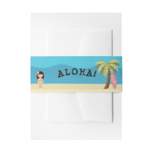 Hawaiian Surfer Girl Invitation Belly Band