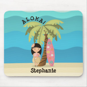 Hawaiian Surfer Girl Mouse Pad