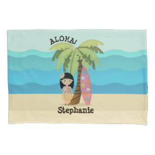 Hawaiian Surfer Girl Pillowcase