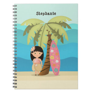 Hawaiian Surfer Girl Spiral Notebook
