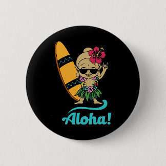 Hawaiian Surfing Buddha Aloha Hawaii Beach Yoga  6 Cm Round Badge