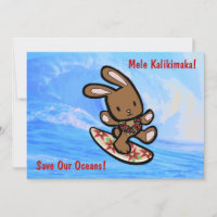 Hawaiian Surfing Bunny Holiday Cartoon