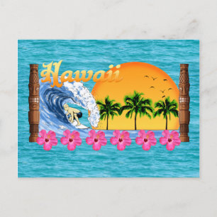 Hawaiian Surfing Postcard