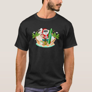 Hawaiian Surfing Santa Claus or Surf Beach Christm T-Shirt