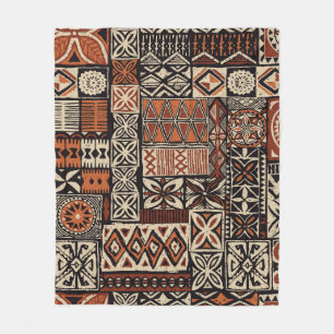 Hawaiian Tapa: Tribal Patchwork Fleece Blanket